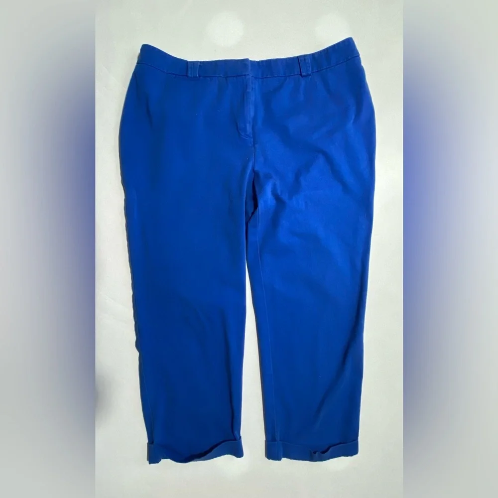GOOD Size 1.5 Womens Chico’s Casual Chino Pants Cotton Spandex Blend Royal Blue